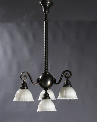 4-Light Electric Chandelier with Milk Glass Shades